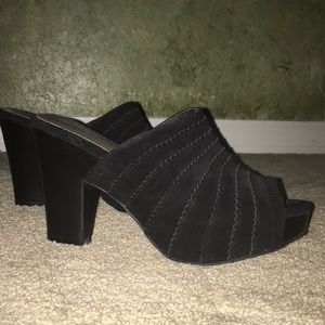 Black Heeled Mules